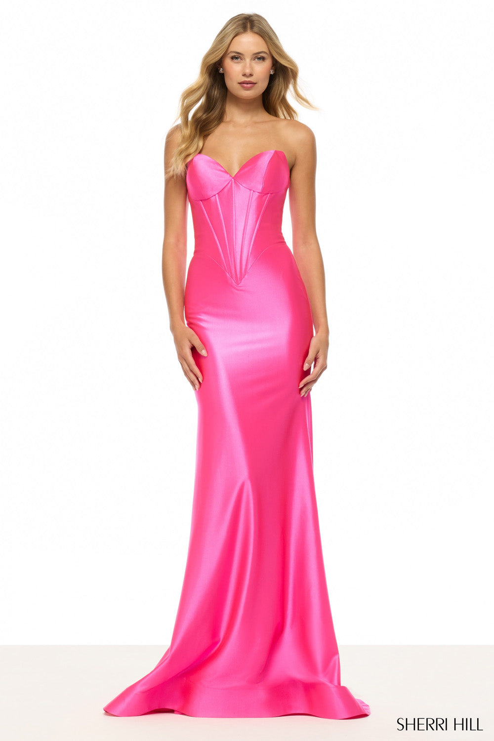Sherri Hill 57644 prom dress images.  Sherri Hill 57644 is available in these colors: Red, Pink, Light Blue, Navy, Emerald, Black, Bright Fuchsia .