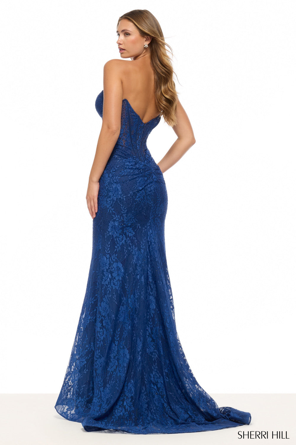 Sherri Hill 57659 prom dress images.  Sherri Hill 57659 is available in these colors: Royal, Ivory, Navy, Red, Black, Lilac, Pink.