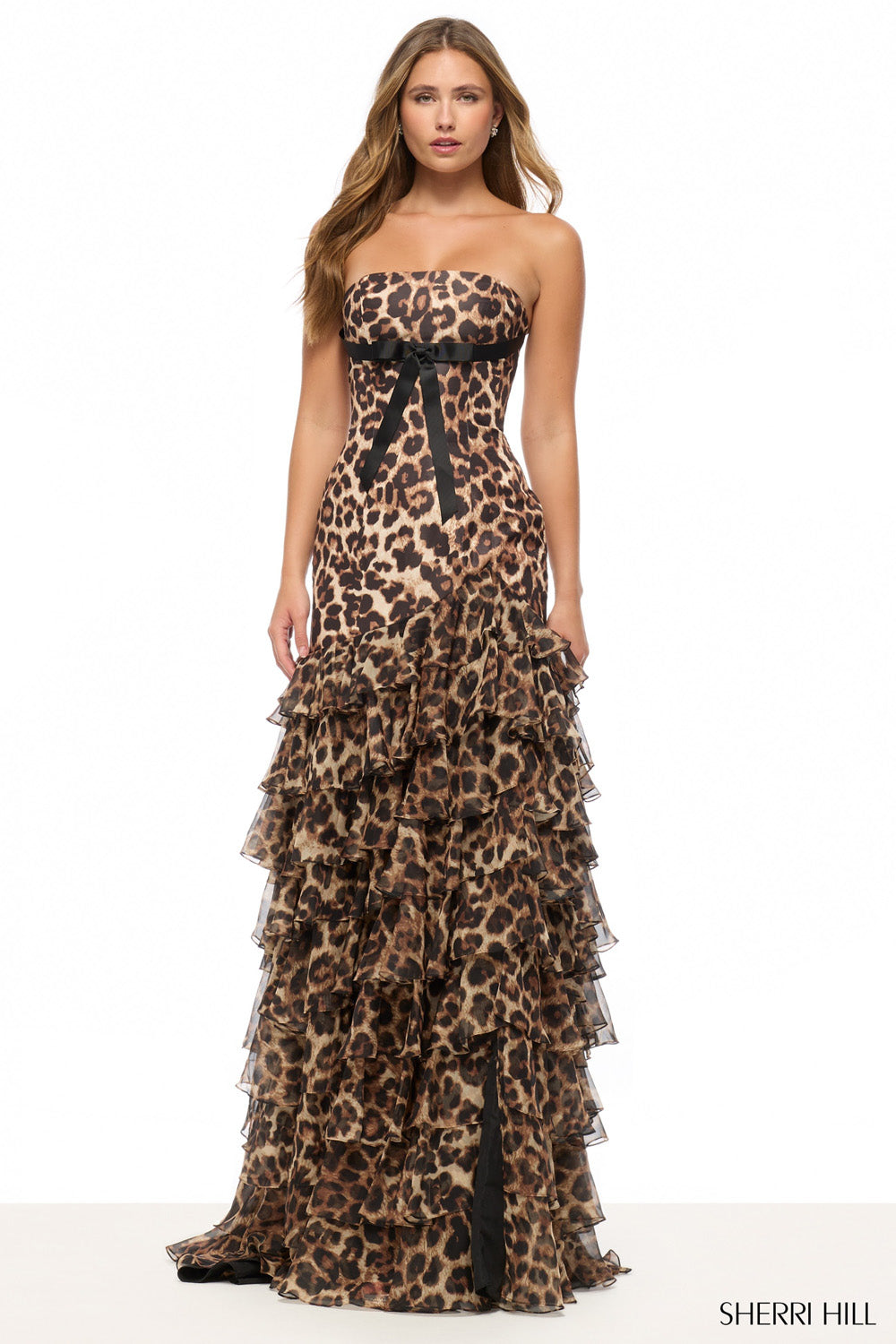 Sherri Hill 57825 prom dress images.  Sherri Hill 57825 is available in these colors: Animal Print.