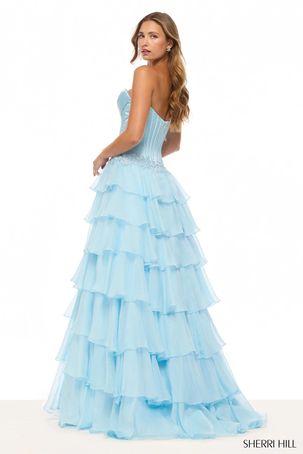 Sherri Hill 57868 prom dress images.  Sherri Hill 57868 is available in these colors: Bright Fuchsia, Periwinkle, Lilac, Black, Ivory, Blush, Navy, Yellow, Red, Light Blue .