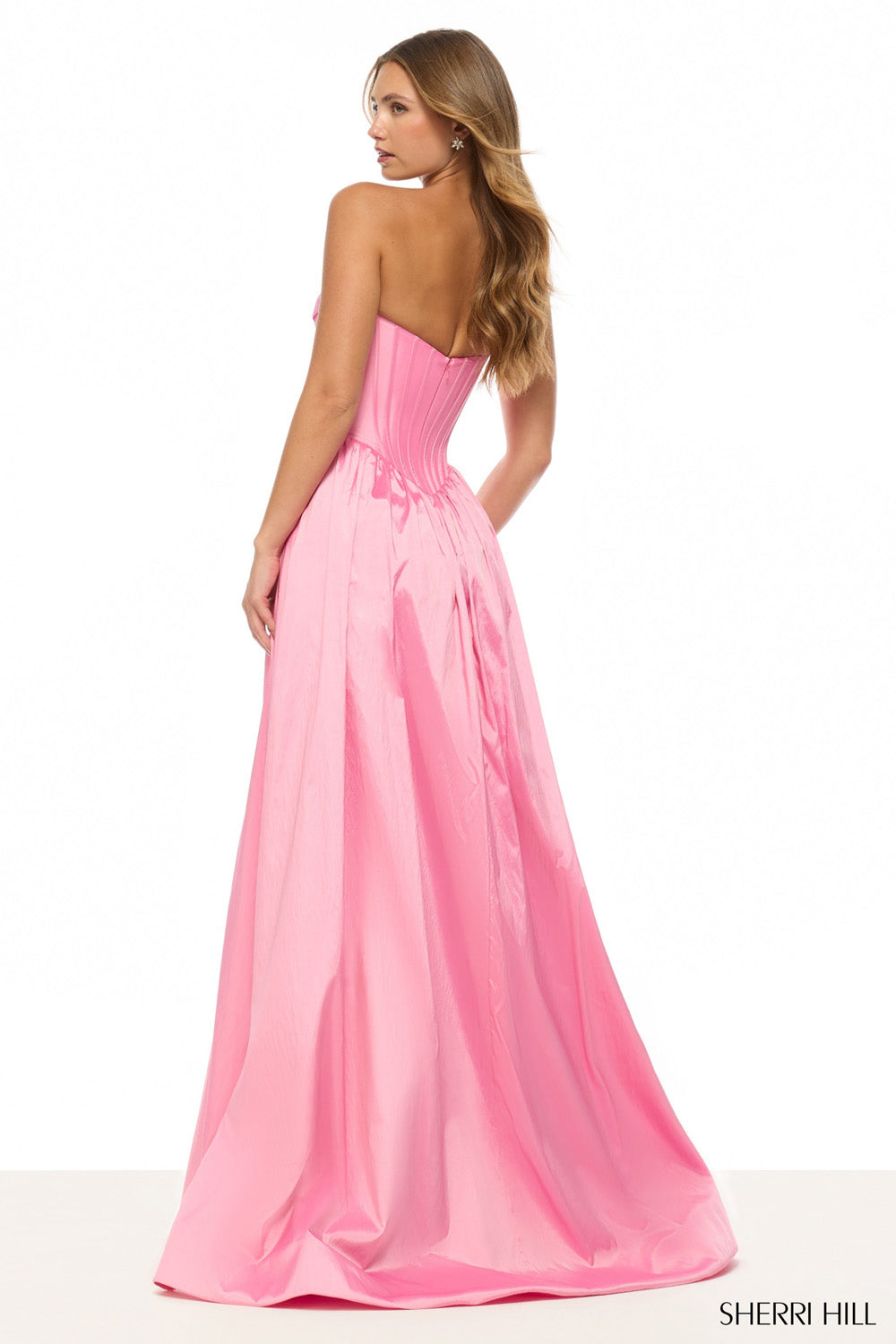 Sherri Hill 57870 prom dress images.  Sherri Hill 57870 is available in these colors: Ivory, Lilac, Yellow, Bright Pink, Black, Navy, Red, Royal, Aqua .