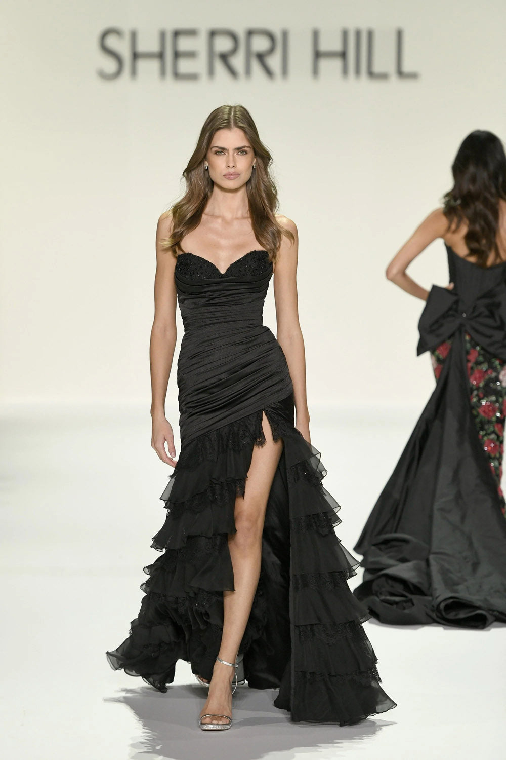 Sherri Hill 57874 prom dress images.  Sherri Hill 57874 is available in these colors: Red, Navy, Black, Ivory, Blush, Light Blue, Lilac, Yellow.