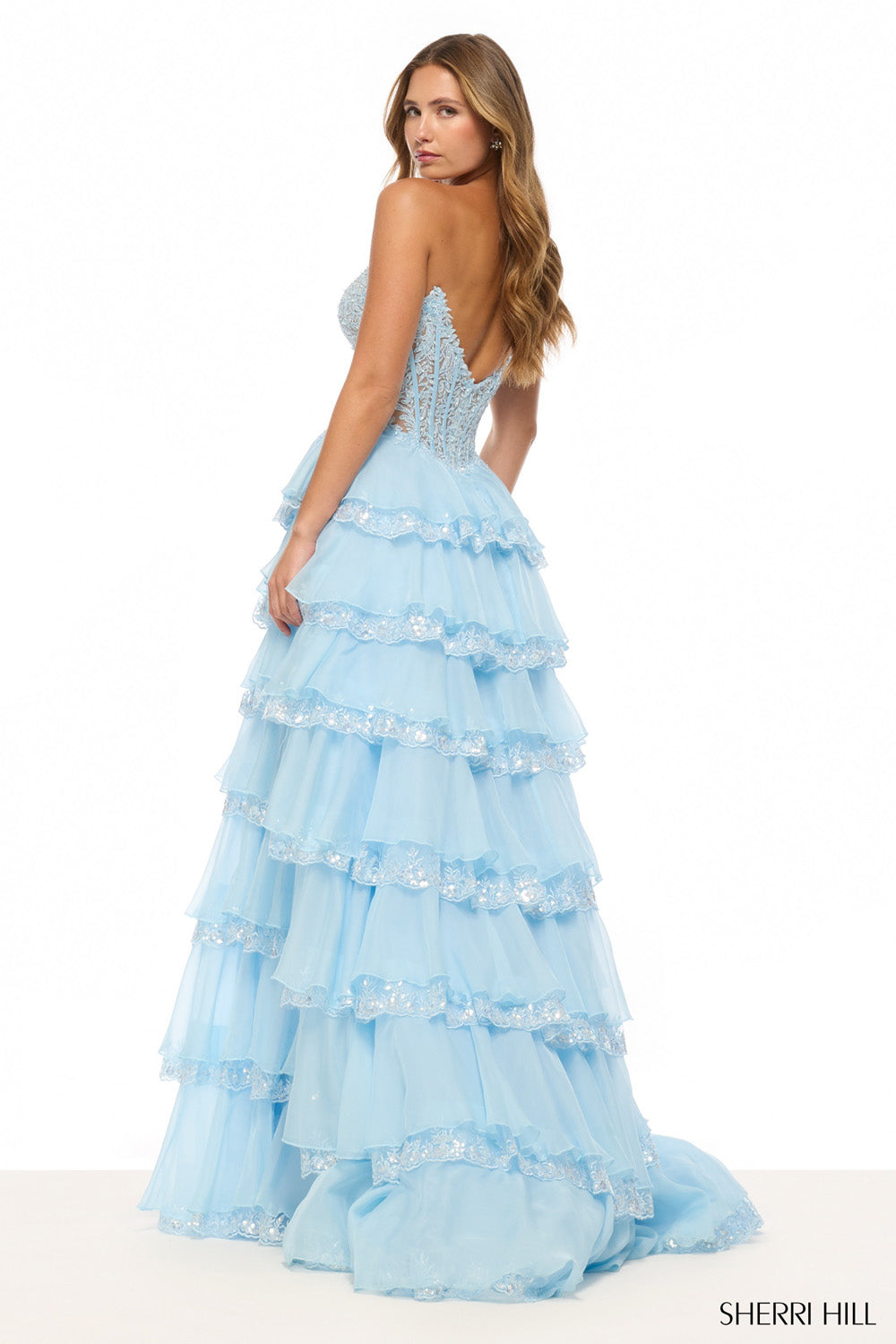 Sherri Hill 57885 prom dress images.  Sherri Hill 57885 is available in these colors:  Periwinkle, Navy, Black, Ivory, Yellow, Lilac, Light Blue, Blush.