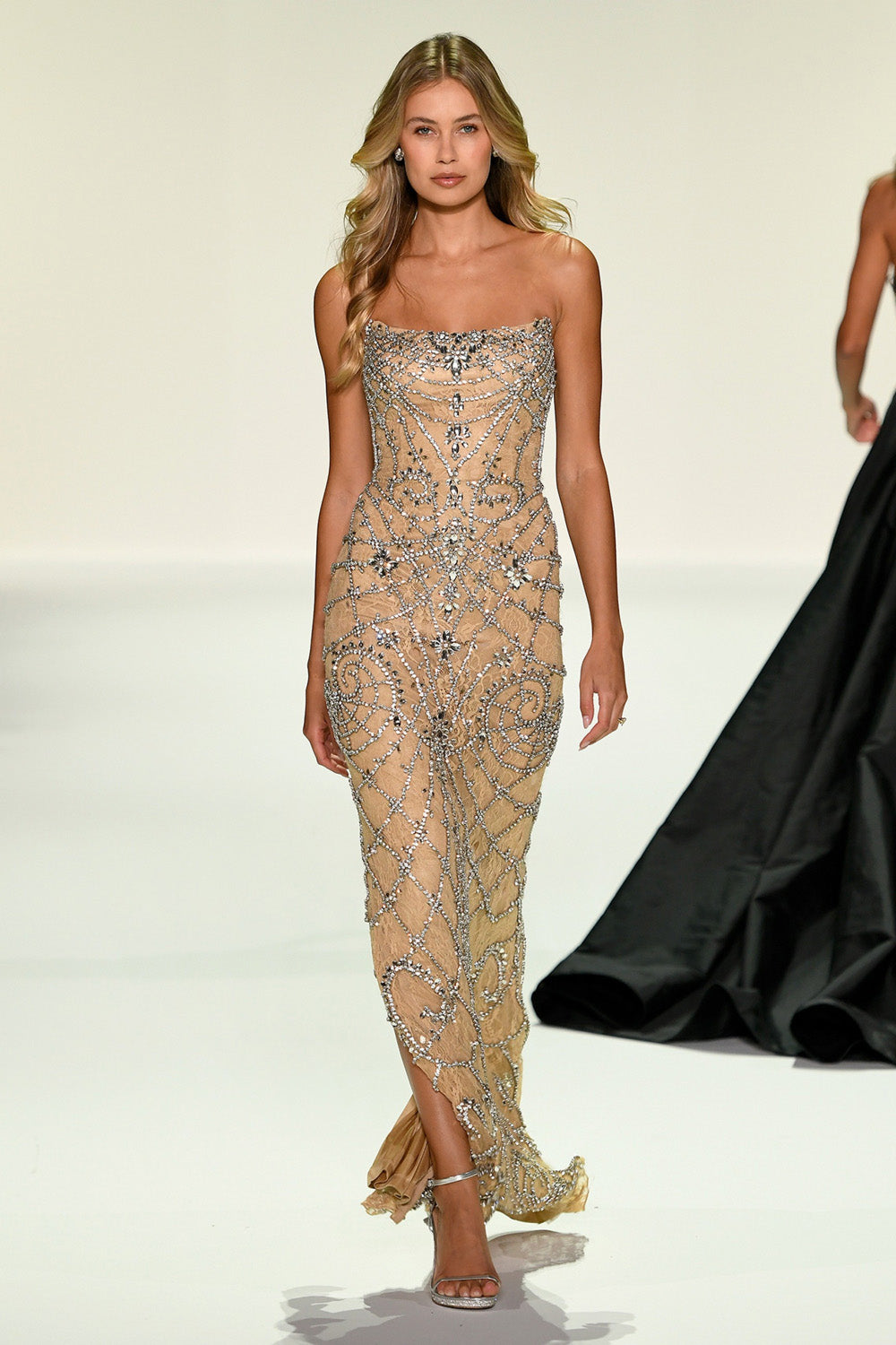 Sherri Hill 67143 prom dress images.  Sherri Hill 67143 is available in these colors: Black Gold, Nude Silver.