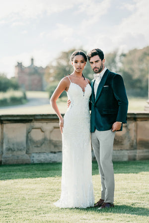 Emerald Green Tuxedos in Slim Fit Venice Velvet