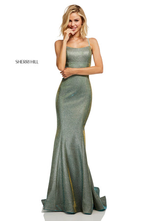 Sherri Hill 52614 prom dress images.  Sherri Hill 52614 is available in these colors: Electric Silver; Electric Purple; Electric Pink; Electric Gold; Electric Blue; Electric Aqua; Electric Wine; Electric Teal; Electric Berry.