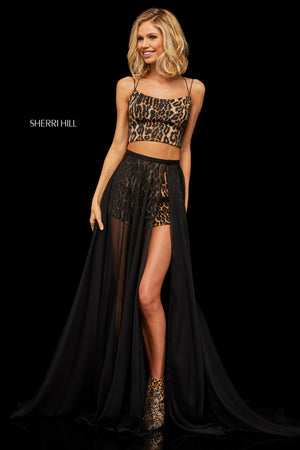 Sherri Hill 52919 prom dress images.  Sherri Hill 52919 is available in these colors: Animal Print.