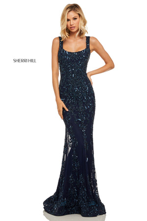 Sherri Hill 52925 prom dress images.  Sherri Hill 52925 is available in these colors: Black; Nude Ivory; Burgundy; Navy; Nude Coral; Nude Aqua; Light Gold; Rose.