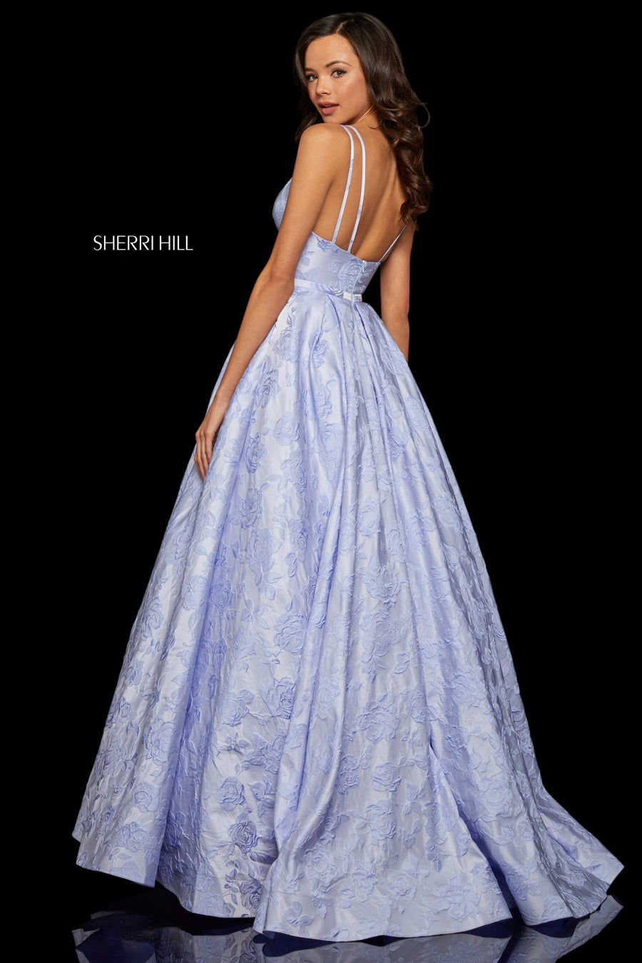 Sherri Hill 52953 prom dress images.  Sherri Hill 52953 is available in these colors: Yellow; Periwinkle; Ivory; Light Coral.