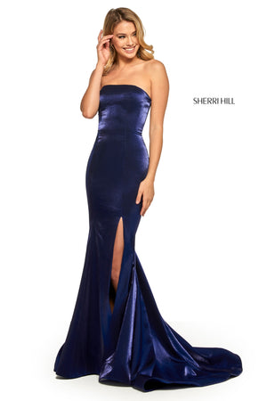 Sherri Hill 52961 prom dress images.  Sherri Hill 52961 is available in these colors: Wine; Red; Teal; Yellow; Royal; Black.