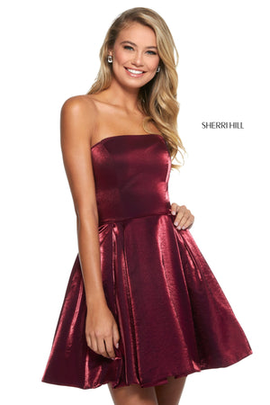 Sherri Hill 52969 prom dress images.  Sherri Hill 52969 is available in these colors: Red; Royal; Yellow; Wine; Teal.