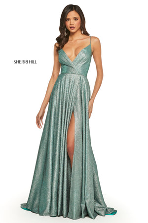 Sherri Hill 52977 prom dress images.  Sherri Hill 52977 is available in these colors: Royal Silver; Nude Silver; Mocha Silver; Turq Silver; Aqua Silver; Red Silver; Fuchsia Silver.