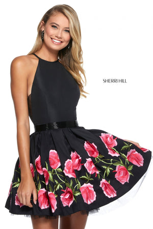 Sherri Hill 53023 prom dress images.  Sherri Hill 53023 is available in these colors: Black Red; Black Fuchsia.