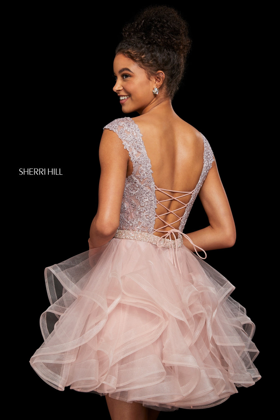 Sherri Hill 53109 prom dress images.  Sherri Hill 53109 is available in these colors: Blush; Navy; Wine; Rose Gold; Light Blue; Black.
