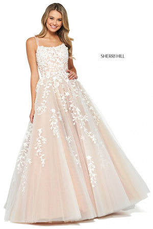 Sherri Hill 53116 prom dress images.  Sherri Hill 53116 is available in these colors: Black, Gold, Yellow, Light Blue, Blush, Red, Ivory Nude, Lilac, Navy, Wine, Bright Pink, Coral.