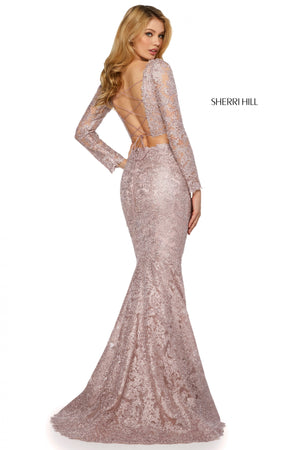 Sherri Hill 53247 prom dress images.  Sherri Hill 53247 is available in these colors: Burgundy; Black; Navy; Rose Gold; Blush; Light Blue.