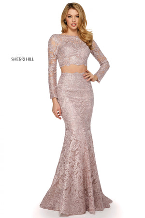 Sherri Hill 53247 prom dress images.  Sherri Hill 53247 is available in these colors: Burgundy; Black; Navy; Rose Gold; Blush; Light Blue.