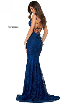 Sherri Hill 53364 prom dress images.  Sherri Hill 53364 is available in these colors: Pink, Navy, Royal, Red, Ivory, Black, Aqua.