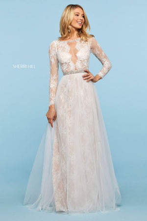 Sherri Hill 53565 prom dress images.  Sherri Hill 53565 is available in these colors: Ivory, Black, Blush.