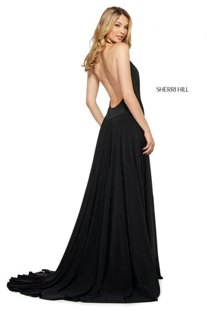 Sherri Hill 53577 prom dress images.  Sherri Hill 53577 is available in these colors: Aqua, Ivory, Navy, Red, Coral, Blush, Black, Royal.