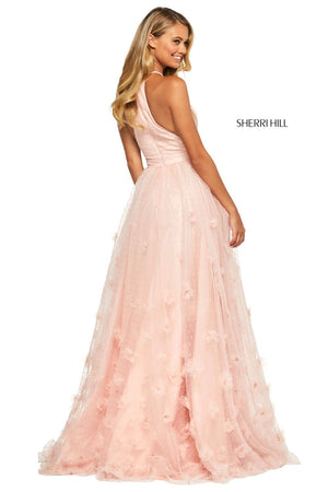 Sherri Hill 53595 prom dress images.  Sherri Hill 53595 is available in these colors: Blush, Ivory, Lilac, Navy, Yellow, Aqua, Coral, Candy Pink.