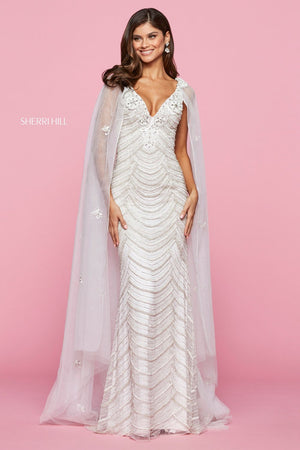 Sherri Hill 53612 prom dress images.  Sherri Hill 53612 is available in these colors: Ivory Silver.