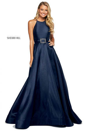 Sherri Hill 53659 prom dress images.  Sherri Hill 53659 is available in these colors: Black, Pink, Ivory, Navy, Red.