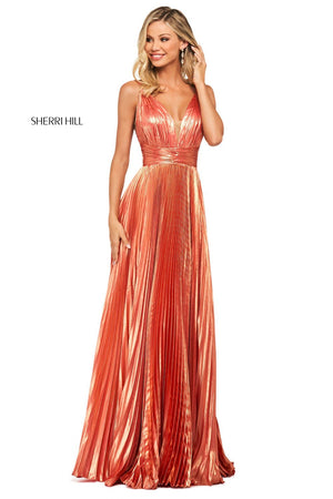 Sherri Hill 53737 prom dress images.  Sherri Hill 53737 is available in these colors: Gold, Coral.