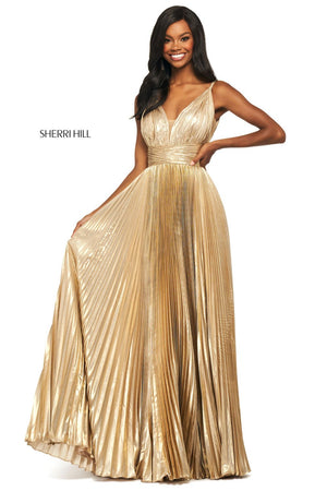 Sherri Hill 53737 prom dress images.  Sherri Hill 53737 is available in these colors: Gold, Coral.