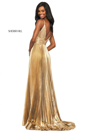 Sherri Hill 53737 prom dress images.  Sherri Hill 53737 is available in these colors: Gold, Coral.