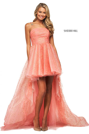 Sherri Hill 53825 prom dress images.  Sherri Hill 53825 is available in these colors: Black Gold, Coral Gold, Light Blue Silver, Blush Gold, Ivory Gold.