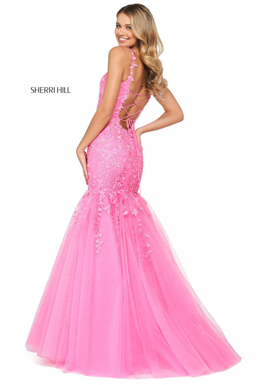 Sherri Hill 53826 prom dress images.  Sherri Hill 53826 is available in these colors: Blush, Lilac, Coral, Ivory Nude, Light Blue, Yellow, Bright Pink, Gold, Black, Red.