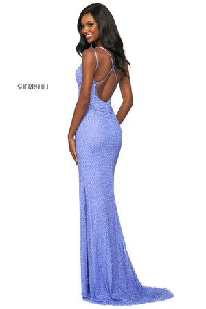 Sherri Hill 53878 prom dress images.  Sherri Hill 53878 is available in these colors: Black, Light Pink, Teal, Periwinkle, Burgundy.