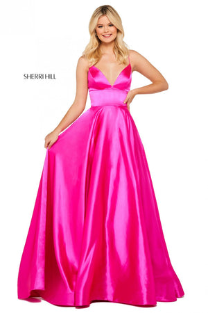 Sherri Hill 53885 prom dress images.  Sherri Hill 53885 is available in these colors: Black, Bright Pink, Ivory, Teal, Coral, Emerald, Lilac, Yellow, Red, Mocha, Gunmetal, Royal.