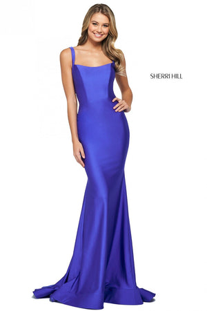 Sherri Hill 53906 prom dress images.  Sherri Hill 53906 is available in these colors: Dark Coral, Fuchsia, Dark Periwinkle, Red, Black, Navy, Turquoise, Royal, Emerald, Ruby.