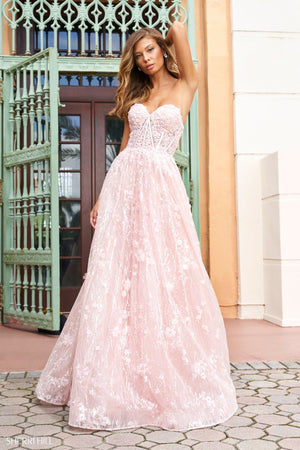 Sherri Hill 54305 prom dress images.  Sherri Hill 54305 is available in these colors: Blush, Light Blue, Ivory.