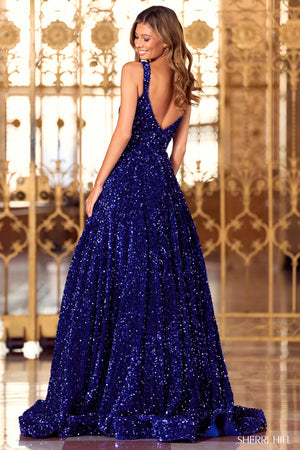 Sherri Hill 55093 prom dress images.  Sherri Hill 55093 is available in these colors: Black, Red, Royal, Light Blue, Ivory, Pink, Purple .