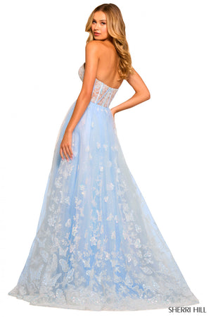 Sherri Hill 55310 prom dress images. Sherri Hill 55310 is available in these colors: Light Blue, Light Pink, Lilac, Ivory.