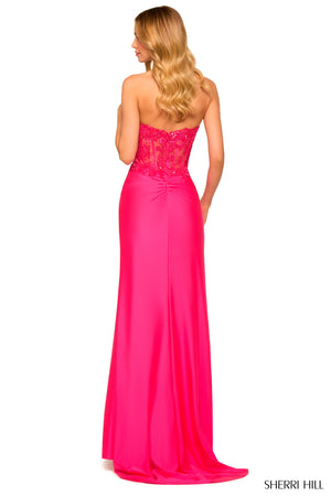 Sherri Hill 55334 prom dress images.  Sherri Hill 55334 is available in these colors: Emerald, Bright Fuchsia, Light Blue, Navy, Wine, Red, Ivory, Black, Blush.
