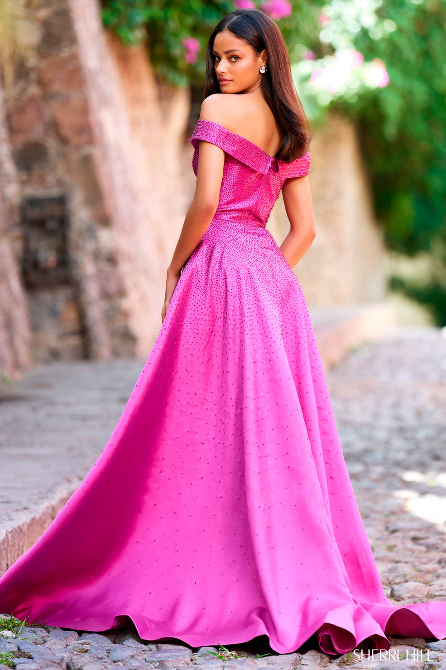 Sherri Hill 55336 prom dress images.  Sherri Hill 55336 is available in these colors: Red, Magenta, Black, Emerald, Royal.