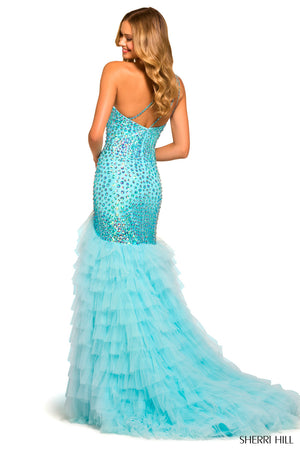 Sherri Hill 55357 prom dress images. Sherri Hill 55357 is available in these colors: Purple, Emerald, Light Blue.