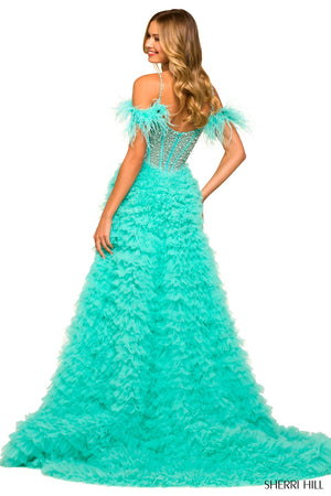 Sherri Hill 55387 prom dress images.  Sherri Hill 55387 is available in these colors: Black, Candy Pink, Light Blue, Red, Ivory, Aqua, Lilac.