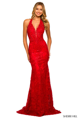 Sherri Hill 55392 prom dress images.  Sherri Hill 55392 is available in these colors: Light Blue, Light Pink, Red.