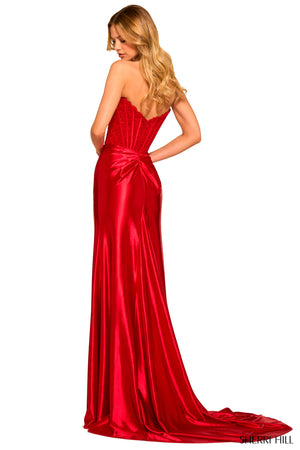 Sherri Hill 55419 prom dress images. Sherri Hill 55419 is available in these colors: Rose God, Ivory, Black, Red, Magenta, Royal, Navy.