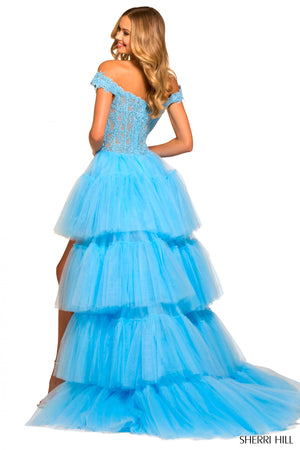 Sherri Hill 55420 prom dress images. Sherri Hill 55420 is available in these colors: Ivory, Light Blue, Black, Red, Navy, Bright Pink.
