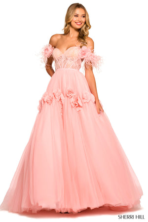 Sherri Hill 55429 prom dress images.  Sherri Hill 55429 is available in these colors: Blush, Black, Red, Ivory, Lilac, Light Blue.