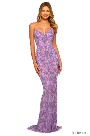 Sherri Hill 55452 prom dress images.  Sherri Hill 55452 is available in these colors: Lilac.