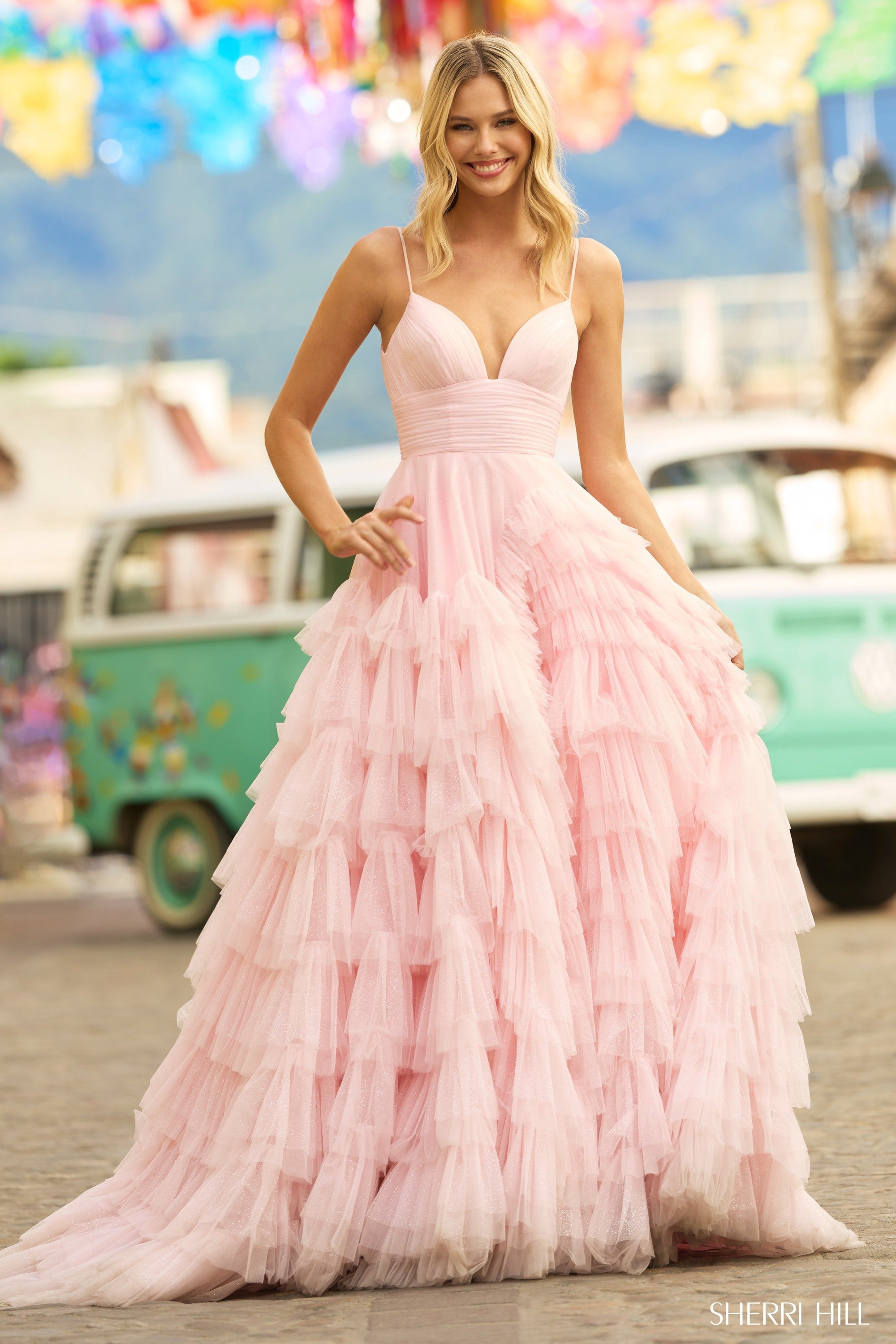 Sherri Hill 55461 prom dress images.  Sherri Hill 55461 is available in these colors: Black, Blush, Light Blue, Ivory, Light Champagne .