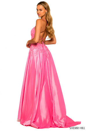 Sherri Hill 55477 prom dress images.  Sherri Hill 55477 is available in these colors: Red, Royal, Ivory, Black, Bright Pink, Aqua, Navy, Emerald.