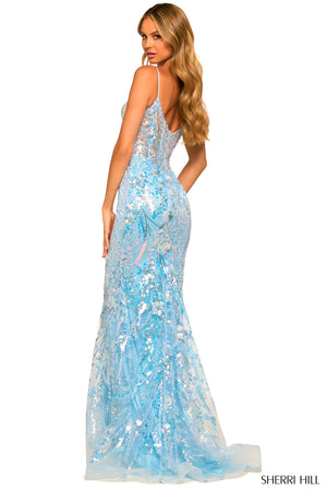 Sherri Hill 55502 prom dress images.  Sherri Hill 55502 is available in these colors: Black, Light Blue, Ivory, Blush, Lilac.